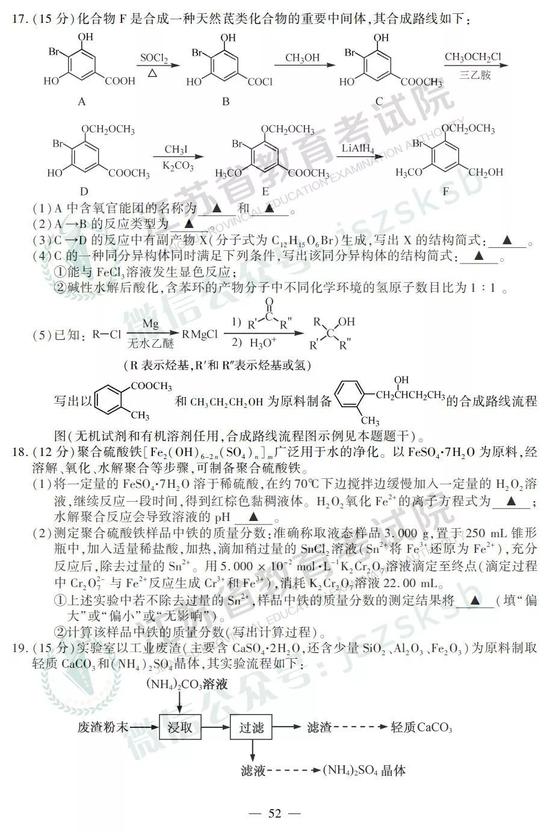 2019年高考化學(xué)真題及參考答案（江蘇卷）3