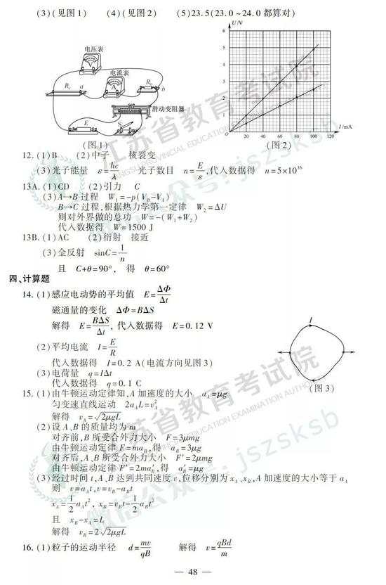 2019年高考物理真題及參考答案（江蘇卷）5