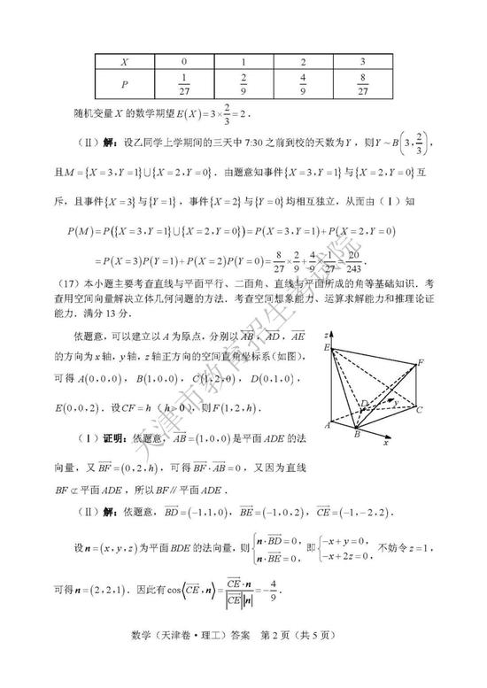 2019年高考理科數(shù)學(xué)真題及參考答案（天津卷）4